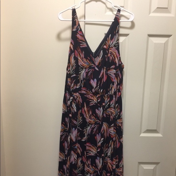 Lane Bryant Navy Blue Print V-neck Dress - Sz 20 - Picture 2 of 5